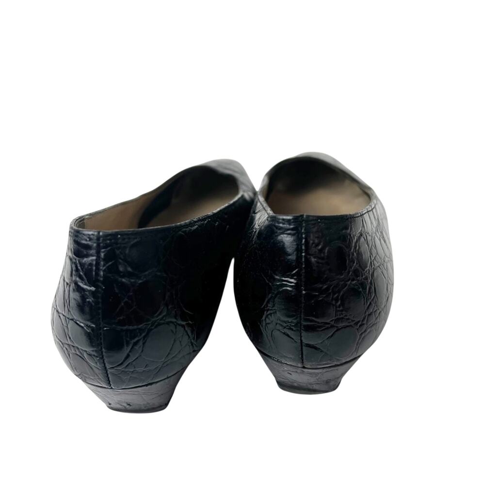 SZ 9.5 AA Salvatore Ferragamo Vintage Designer Black Low Heel Pumps - Picture 5 of 7